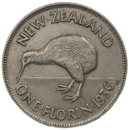 1936 New Zealand Florin, Key Date gVF