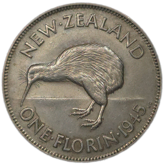 1945 New Zealand Florin, gVF