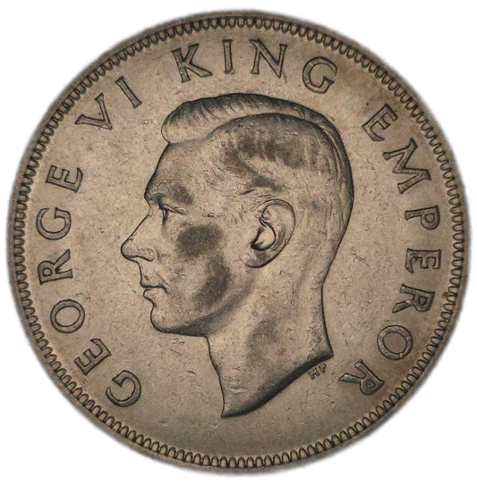 1944 New Zealand Half Crown, Key Date, gVF