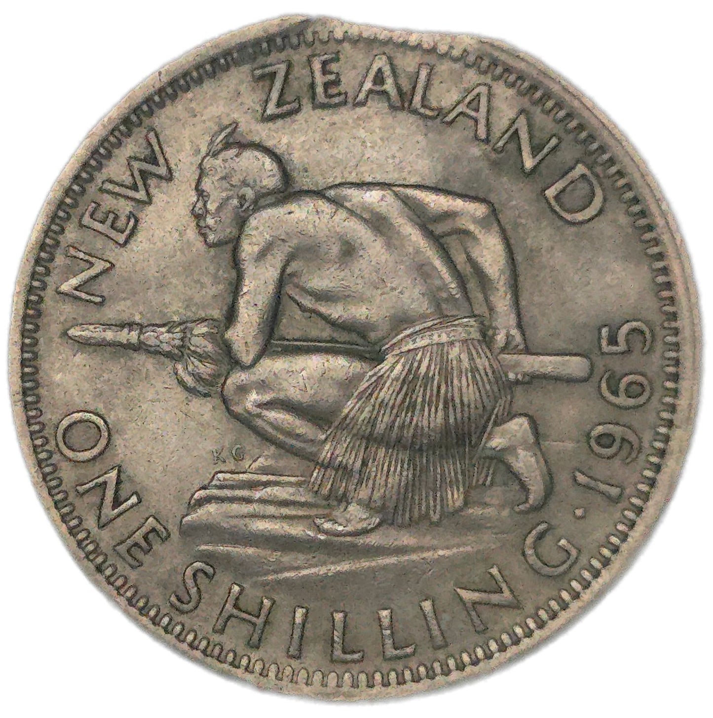 1965 New Zealand Shilling, Clipped Planchette error