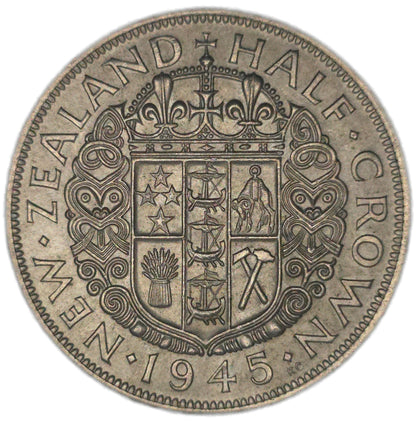 1945 New Zealand Half Crown, EF