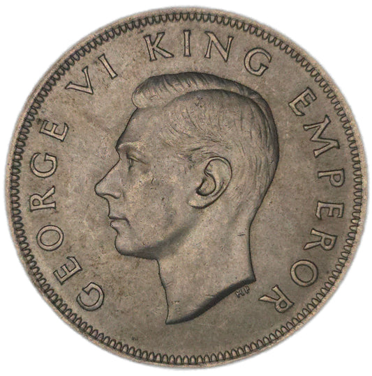 1945 New Zealand Half Crown, EF - Arts & Entertainment > Hobbies & Creative Arts > Collectibles > Collectible Coins & Currency > Collectible Coins > Rare Coins from The Half Crown