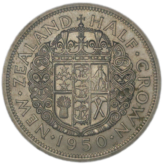 1950 New Zealand Half Crown, gVF