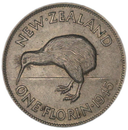1945 New Zealand Florin, VF