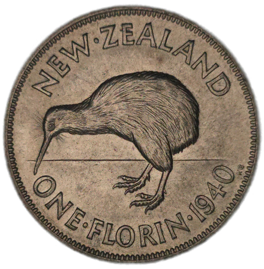 1940 New Zealand Florin, aEF