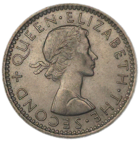 1965 New Zealand Sixpence, Broken Wing, EF