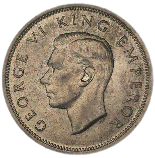 1943 New Zealand Sixpence, die crack errors, VF