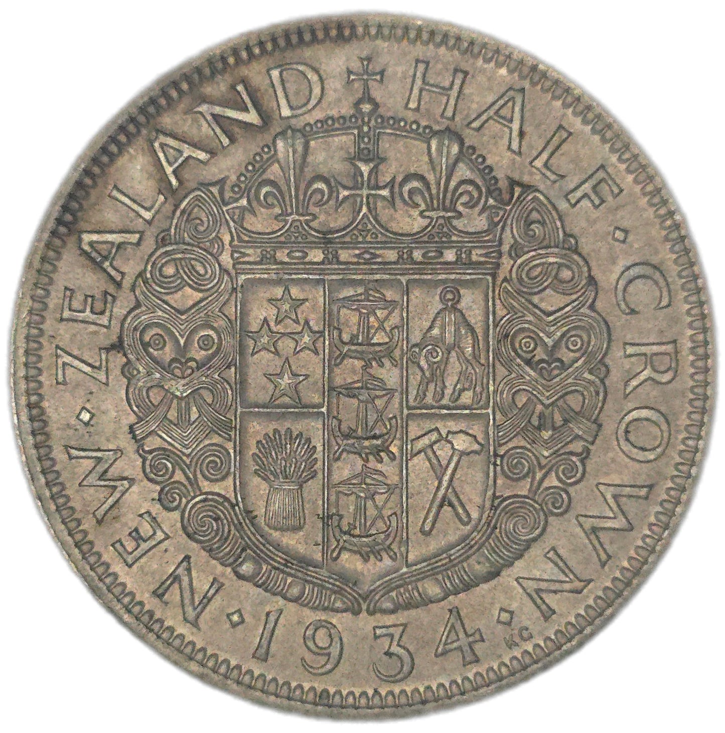 1934 New Zealand Half Crown, aEF