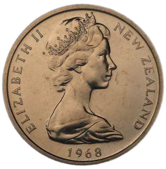 1968 New Zealand 5 Cents, No Sea