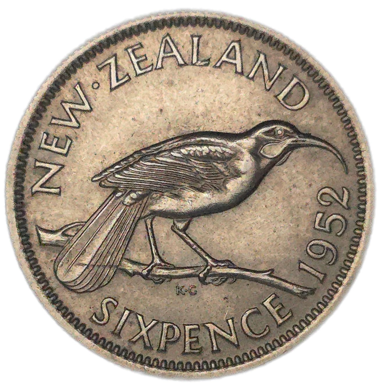1952 New Zealand Sixpence, gVF - Arts & Entertainment > Hobbies & Creative Arts > Collectibles > Collectible Coins & Currency > Collectible Coins > Rare Coins from The Half Crown