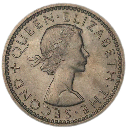 1957 New Zealand Sixpence, aUNC