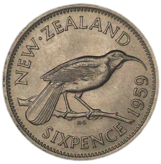 1959 New Zealand Sixpence