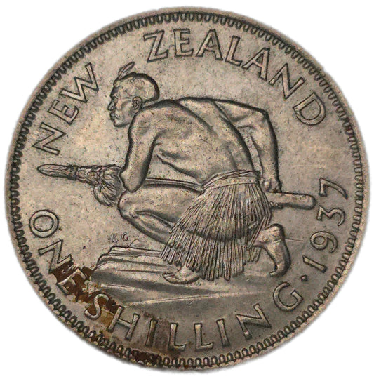 1937 New Zealand Shilling, gVF