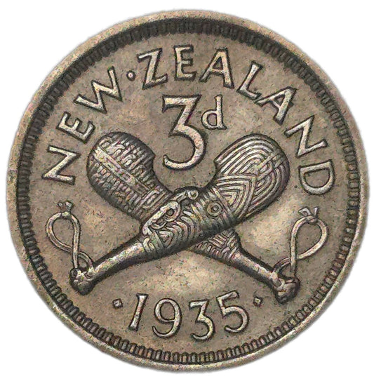 1935 New Zealand Threepence, Rare Key Date