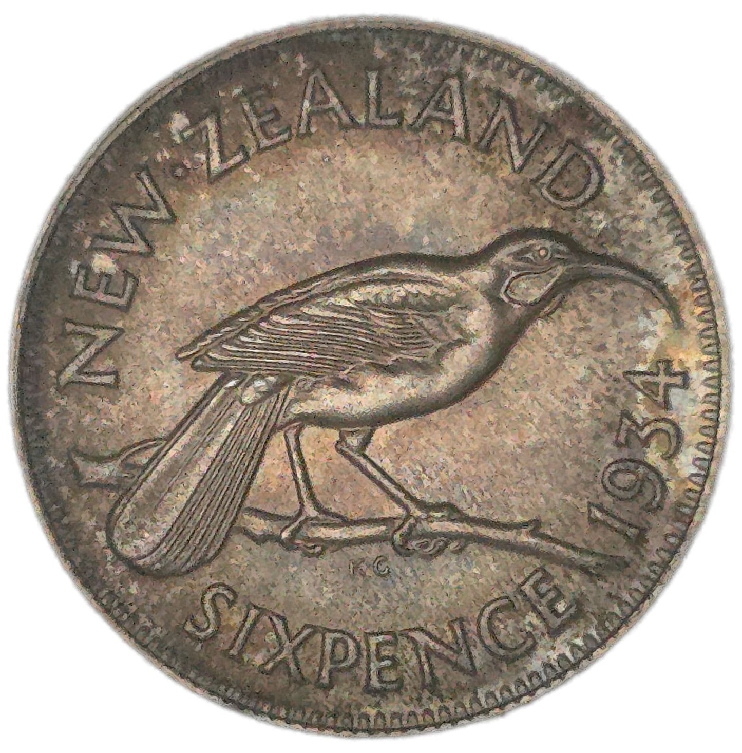 1934 New Zealand Sixpence, gEF - Arts & Entertainment > Hobbies & Creative Arts > Collectibles > Collectible Coins & Currency > Collectible Coins > Rare Coins from The Half Crown