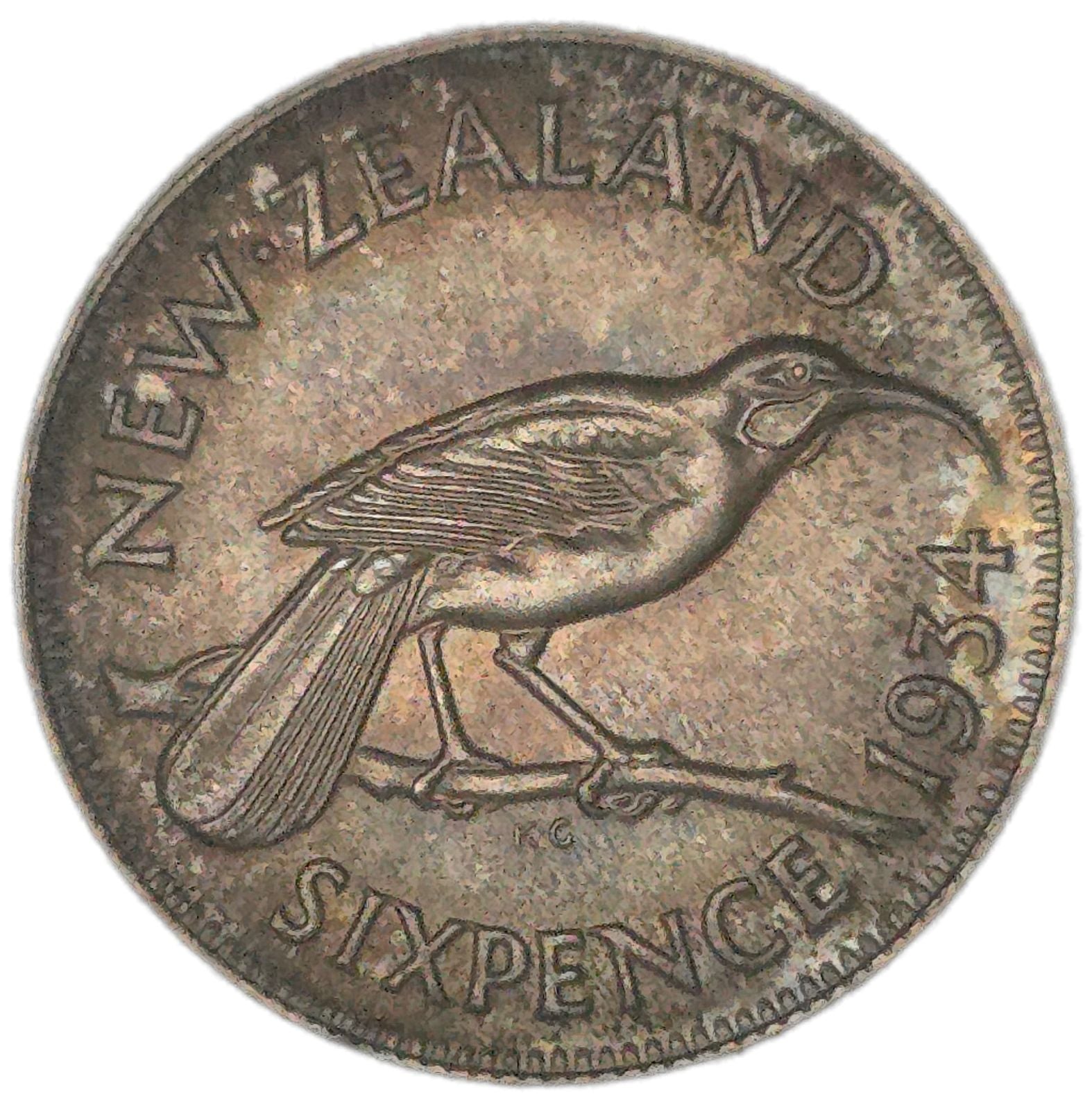 1934 New Zealand Sixpence, gEF - Arts & Entertainment > Hobbies & Creative Arts > Collectibles > Collectible Coins & Currency > Collectible Coins > Rare Coins from The Half Crown
