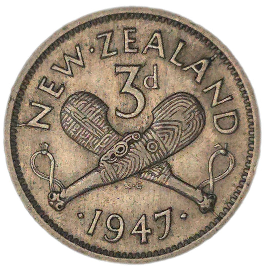 1947 New Zealand Threepence, die cracks