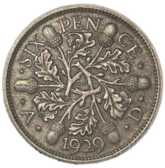 1929 United Kingdom Sixpence - Arts & Entertainment > Hobbies & Creative Arts > Collectibles > Collectible Coins & Currency > Collectible Coins > Rare Coins from The Half Crown