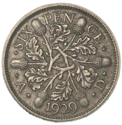 1929 United Kingdom Sixpence