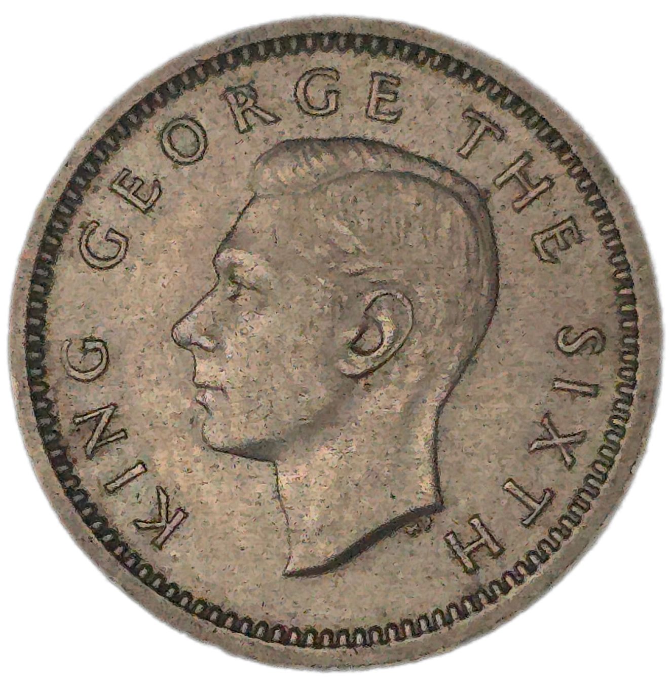 1948 New Zealand Threepence, die crack, gVF