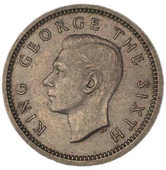 1948 New Zealand Threepence, die crack, gVF