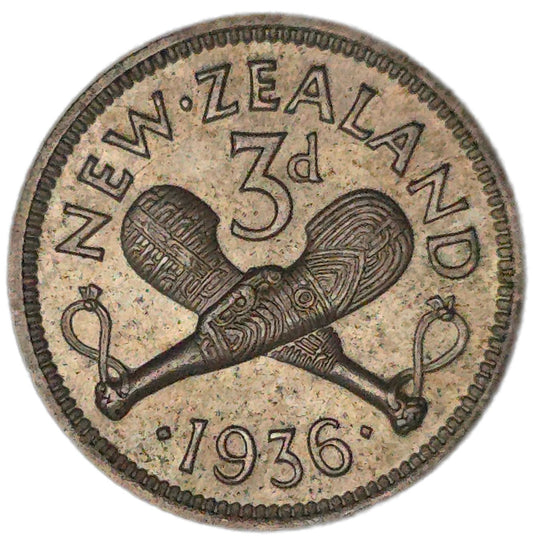 1936 New Zealand Threepence, gEF