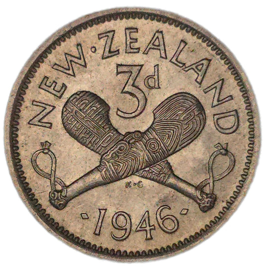 1946 New Zealand Threepence, aUNC