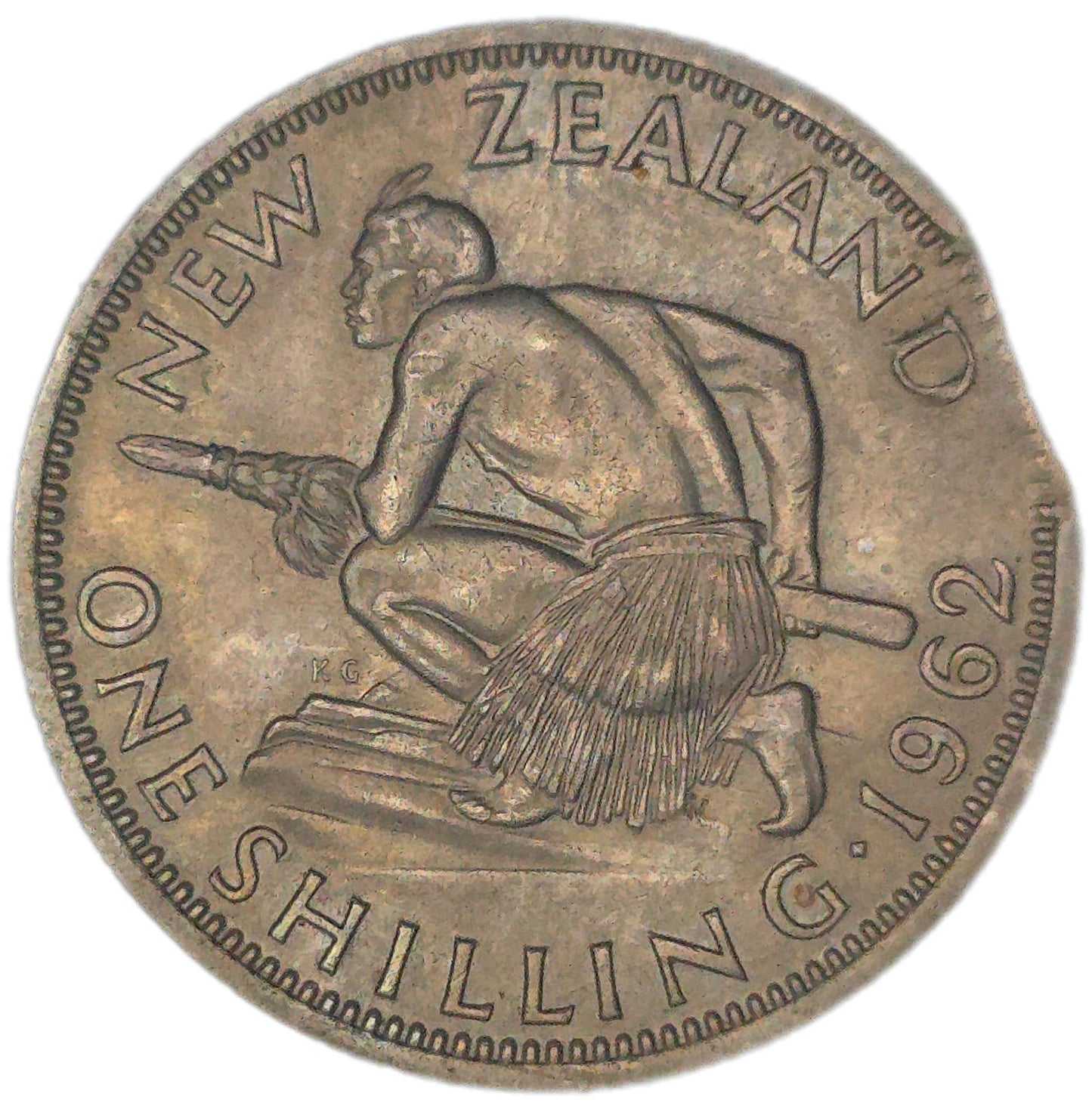 1962 New Zealand Shilling, clipped planchette