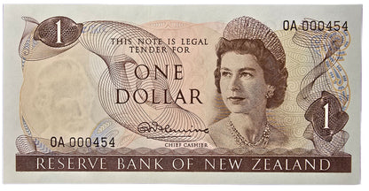 1967-1968 New Zealand One Dollar Note, OA 000454