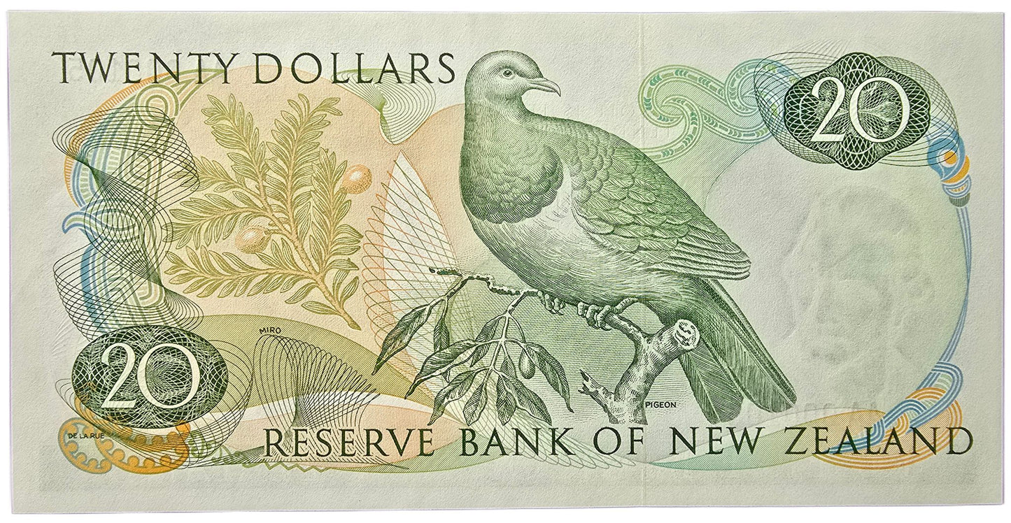 1967-1968 New Zealand Twenty Dollar Note, 0A0 000105