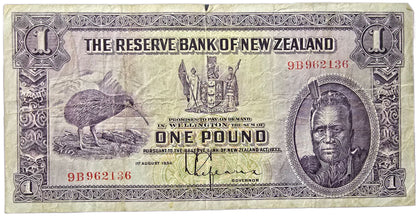 1934-1940 New Zealand One Pound Note, Lefeaux