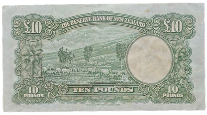 1956-1967 New Zealand Ten Pound Note, aVF