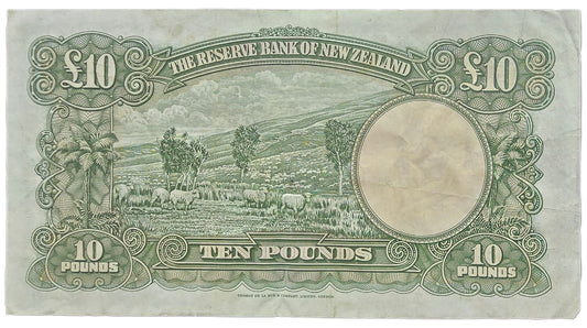 1956-1967 New Zealand Ten Pound Note, gFine