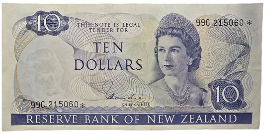 1977 - 1981 New Zealand Ten Dollar Star Note