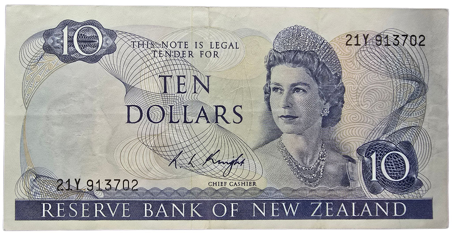 1981-1985 New Zealand Ten Dollar Note [one note, random prefix]
