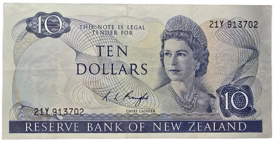 1981-1985 New Zealand Ten Dollar Note [one note, random prefix]