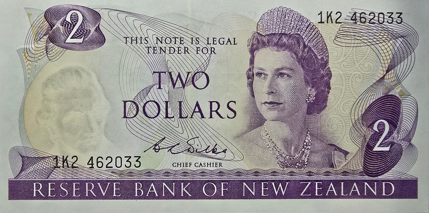 1968 - 1975 New Zealand Two Dollar Note