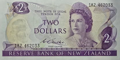 1968 - 1975 New Zealand Two Dollar Note