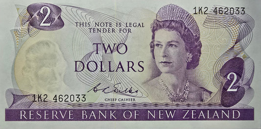 1968 - 1975 New Zealand Two Dollar Note