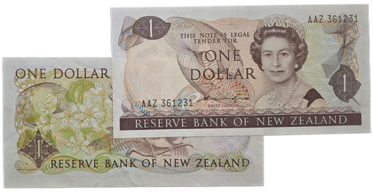 1981-1985 New Zealand One Dollar, EF [one note, random prefix]
