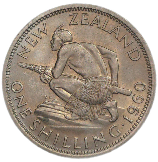 1960 New Zealand Shilling, aUNC