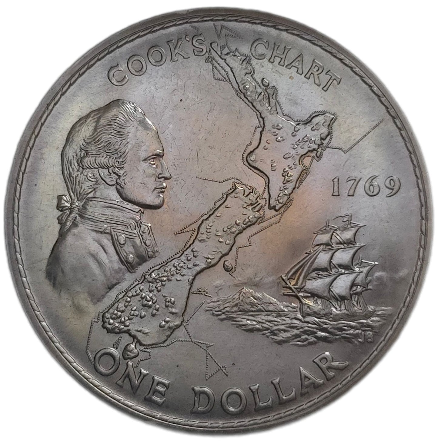 1969 New Zealand One Dollar, Cook's Voyage