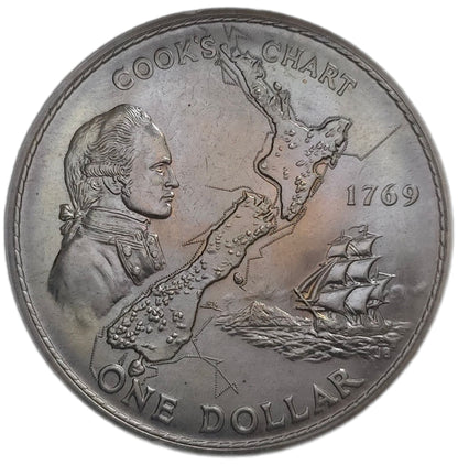 1969 New Zealand One Dollar, Cook's Voyage
