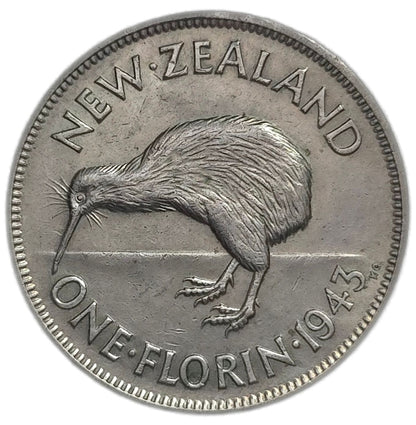 1943 New Zealand Florin, gVF