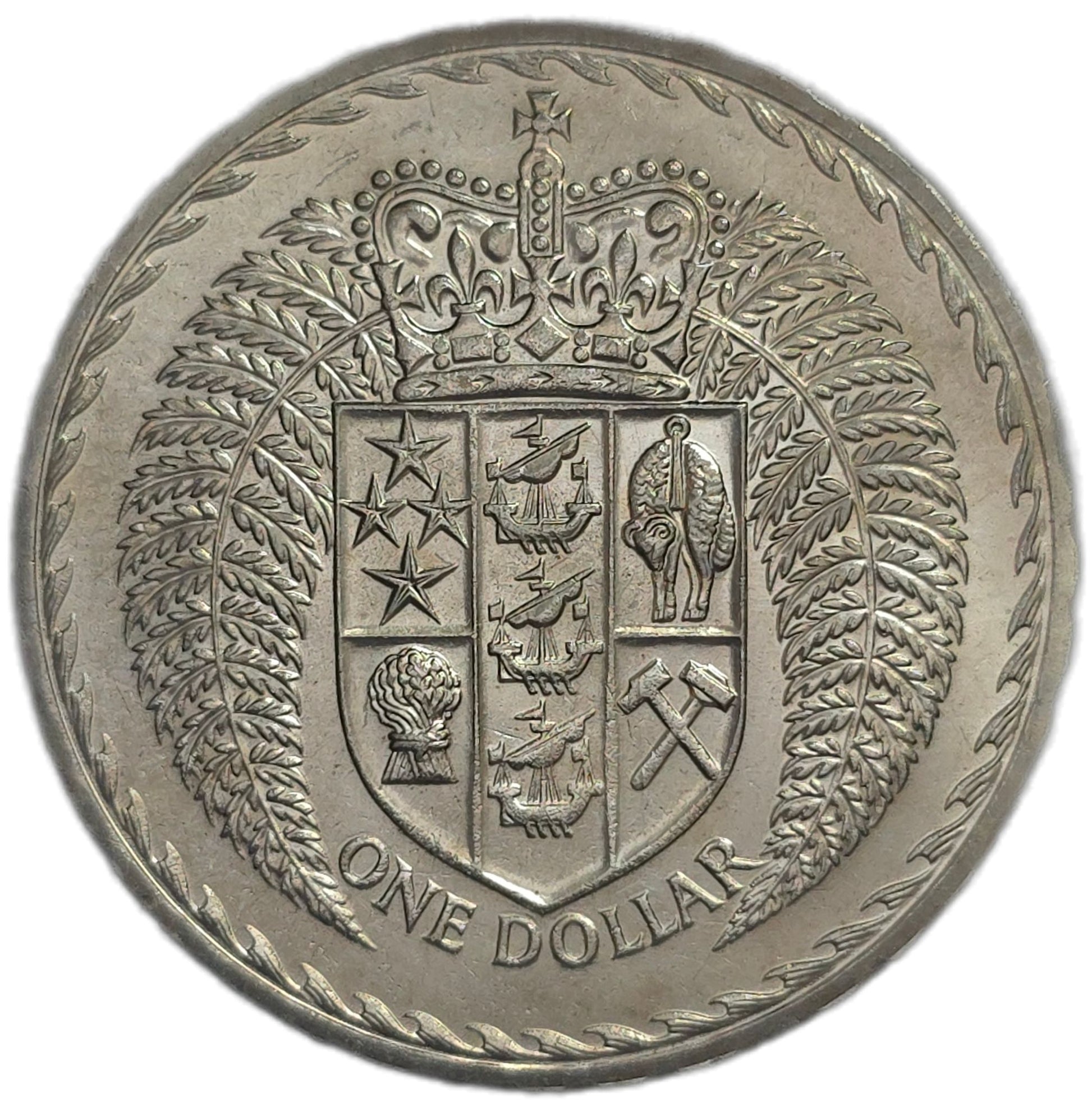 1967 New Zealand One Dollar, Coat of Arms - Arts & Entertainment > Hobbies & Creative Arts > Collectibles > Collectible Coins & Currency > Collectible Coins > Commemorative Coins from The Half Crown
