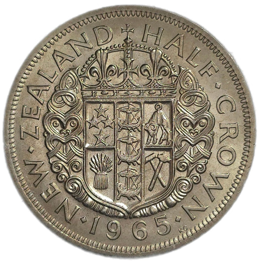 1965 New Zealand Half Crown, Uncirculated