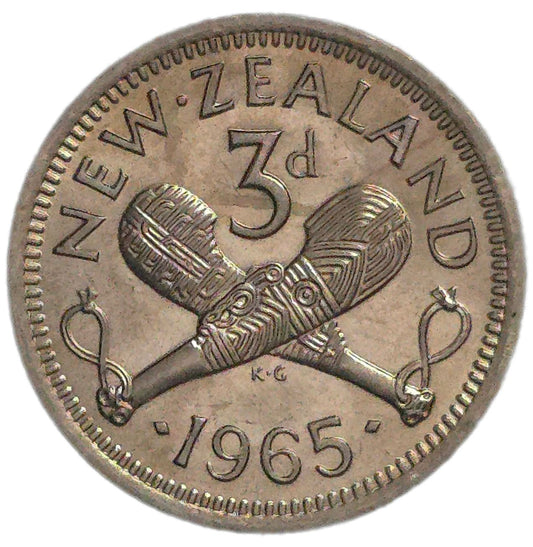 1965 New Zealand Threepence, Uncirculated