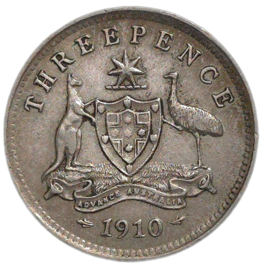 1910 Australia Threepence, gVF - Arts & Entertainment > Hobbies & Creative Arts > Collectibles > Collectible Coins & Currency > Collectible Coins > Rare Coins from The Half Crown