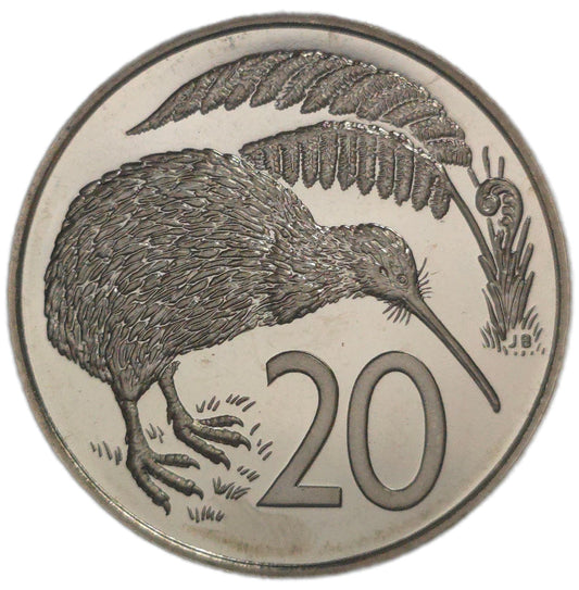 1986 New Zealand Twenty Cents, Proof - Arts & Entertainment > Hobbies & Creative Arts > Collectibles > Collectible Coins & Currency > Collectible Coins > Rare Coins from The Half Crown