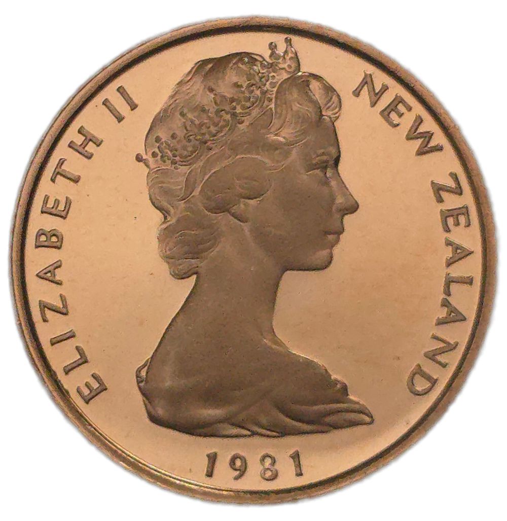 1981 New Zealand One Cent Coin, Proof